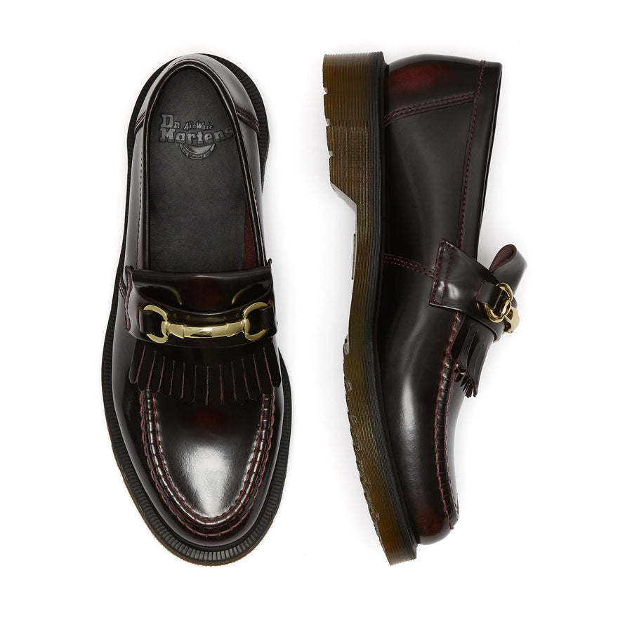 DR. MARTENS - ADRIAN SNAFFLE SMOOTH LEATHER KILTIE LOAFERS - CHERRY RED