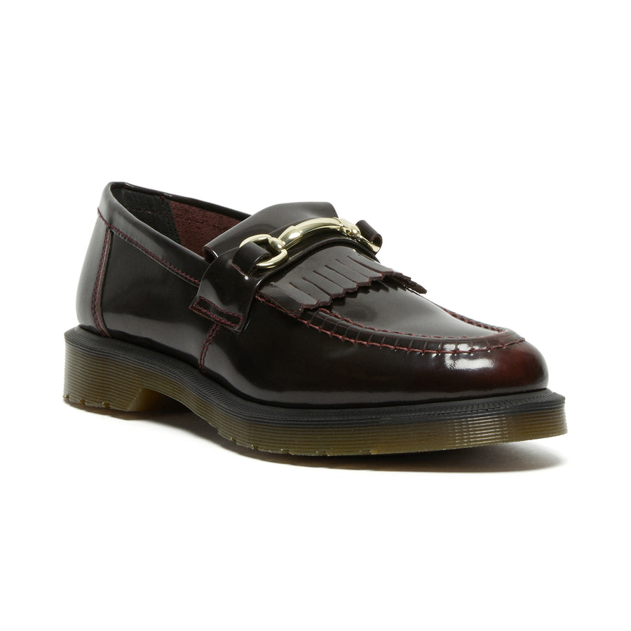 DR. MARTENS - ADRIAN SNAFFLE SMOOTH LEATHER KILTIE LOAFERS - CHERRY RED