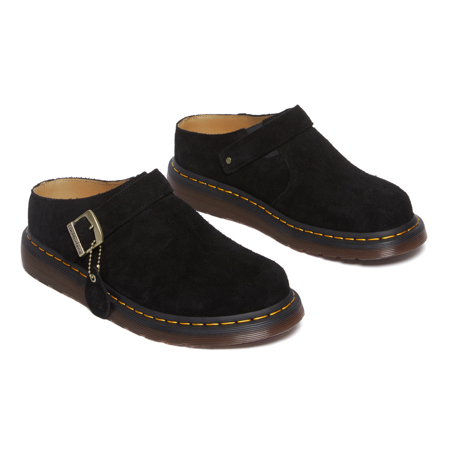 DR. MARTENS - ISHAM SUEDE SLINGBACK MULES - BLACK