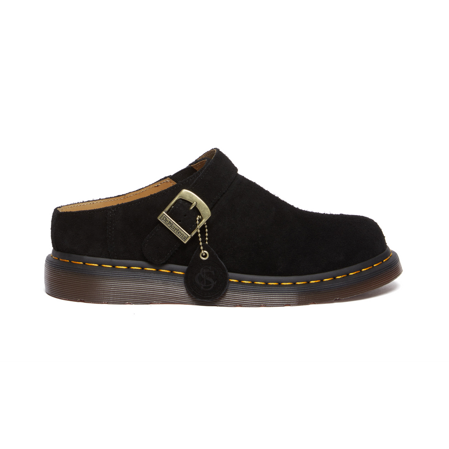 DR. MARTENS - ISHAM SUEDE SLINGBACK MULES - BLACK