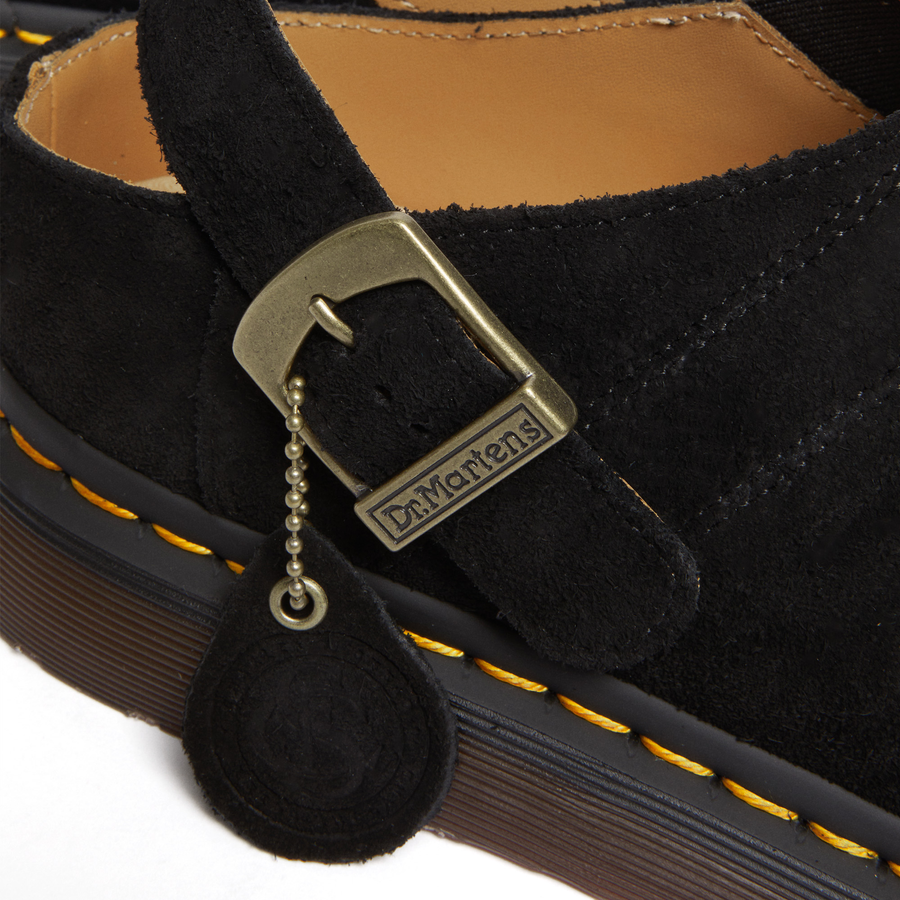 DR. MARTENS - ISHAM SUEDE SLINGBACK MULES - BLACK