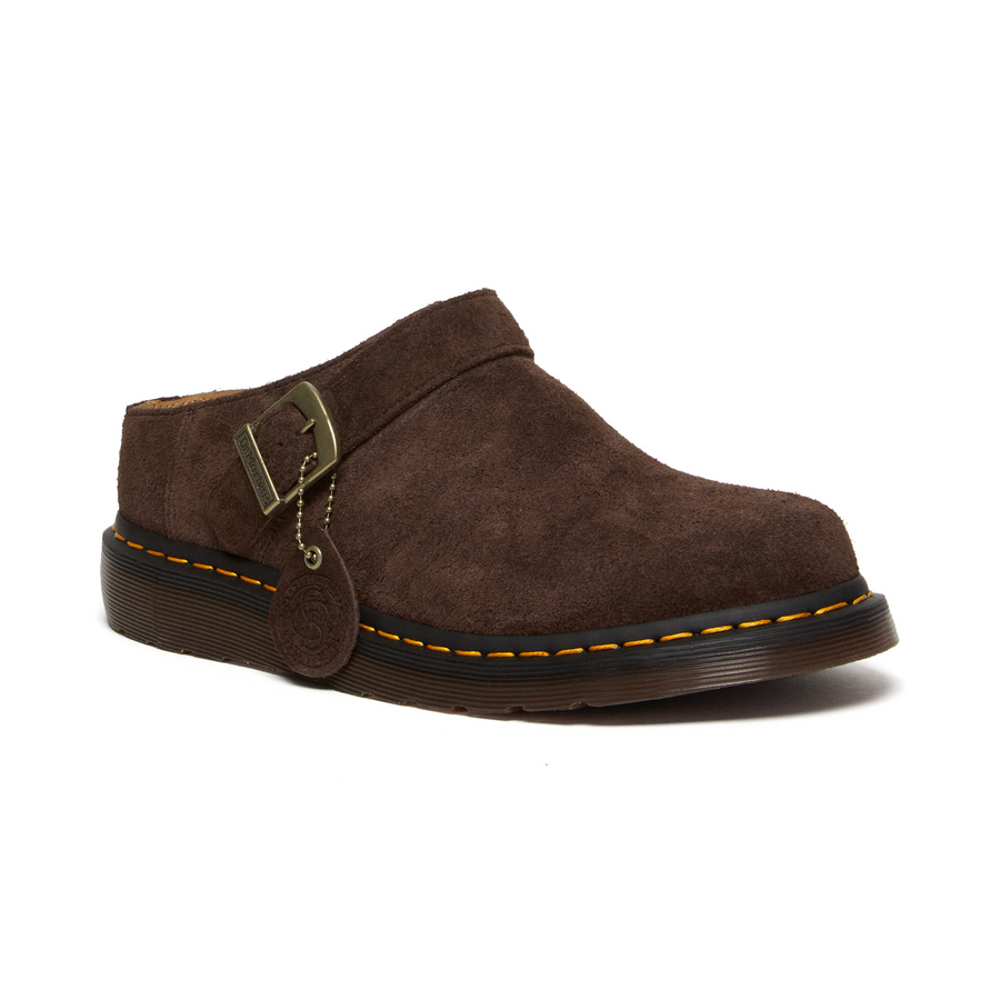 DR. MARTENS - ISHAM SUEDE SLINGBACK MULES - DARK BROWN