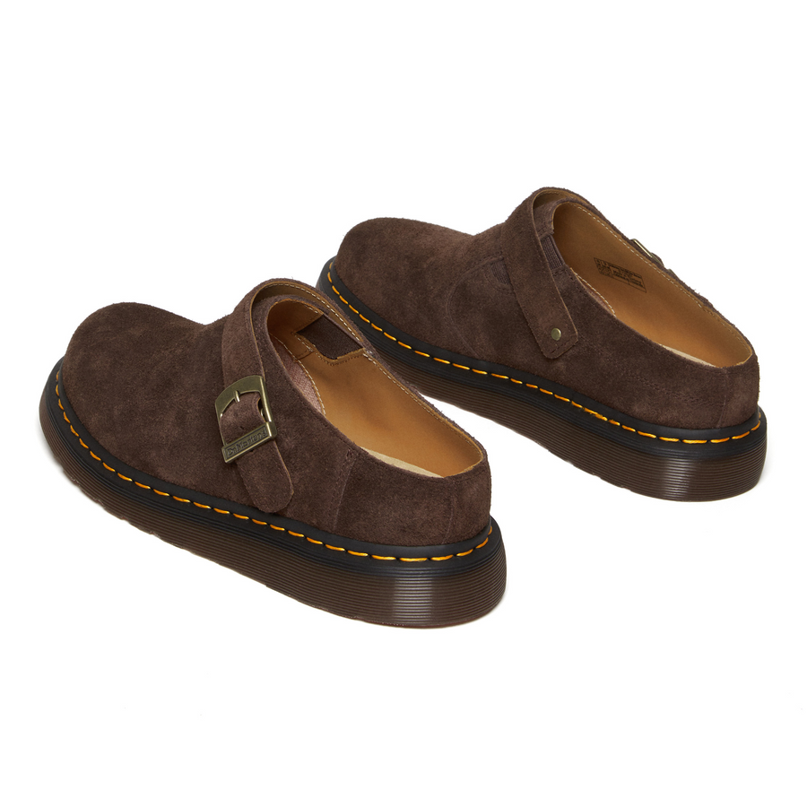 DR. MARTENS - ISHAM SUEDE SLINGBACK MULES - DARK BROWN