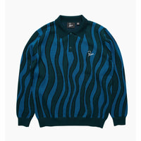 BY PARRA - AQUA WEED WAVES KNITTED POLO SHIRT - MULTI