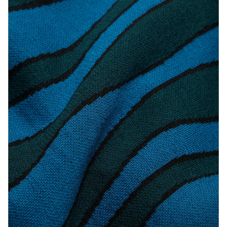 BY PARRA - AQUA WEED WAVES KNITTED POLO SHIRT - MULTI