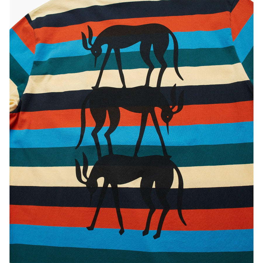 BY PARRA - STACKED PETS ON STRIPES TEE - MULTI