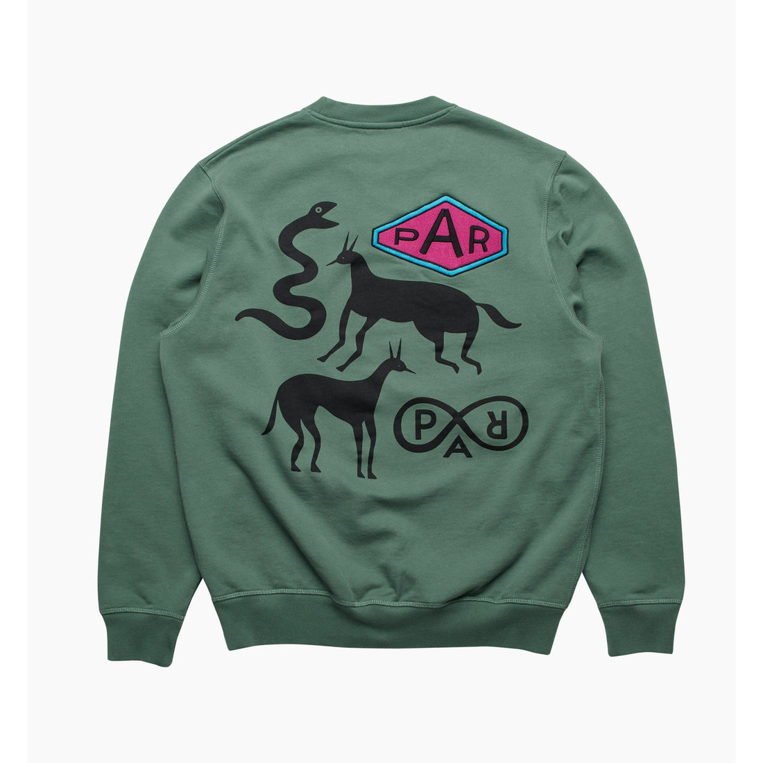 BY PARRA - SNAKED BY A HORSE CREWNECK - PINE GREEN