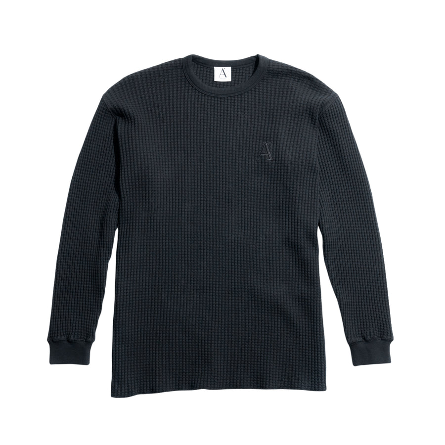 AUGUSTINE LOS ANGELES -  STELLA EMBROIDERED THERMAL SWEATER - BLACK
