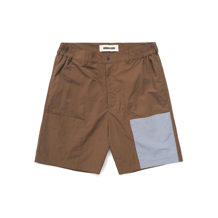 METALWOOD - COLOR BLOCK NYLON SHORT - CHOCOLATE