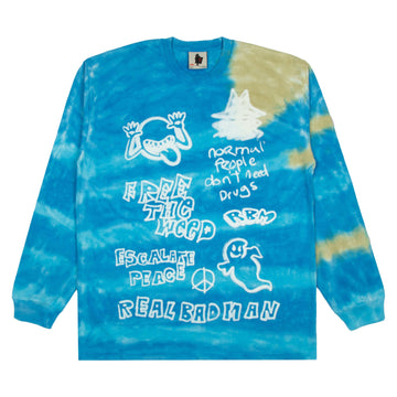 REAL BAD MAN - YOUTH PARTY L/S  - BLUE TIE DYE