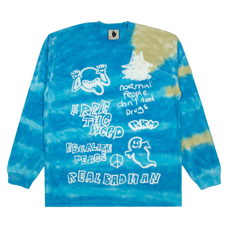 REAL BAD MAN - YOUTH PARTY L/S  - BLUE TIE DYE