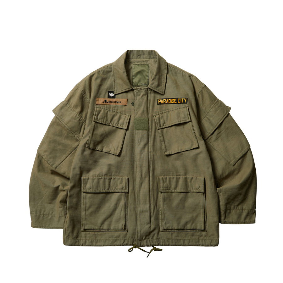 LIBERAIDERS - GARMENT DYED TACTICAL JACKET - OLIVE