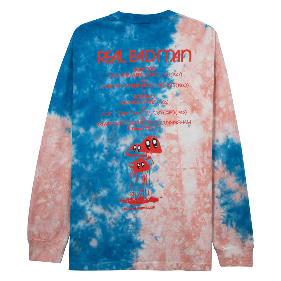 REAL BAD MAN - NOUVELLE MUSIQUE L/S TEE - PINK CORAL TIE DYE